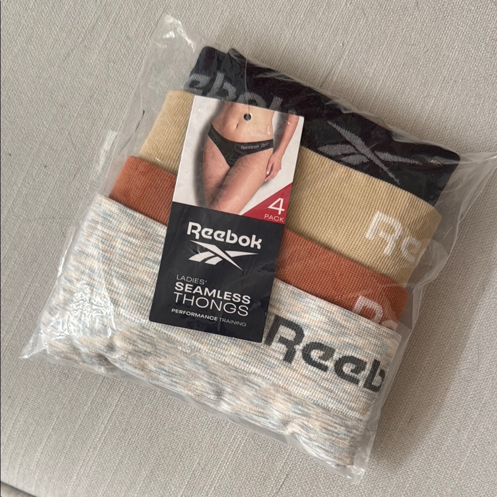 *NEW w/ TAGS* REEBOK Women’s Seamless Thongs 4-Pack - Black, Tan, Orange, Cream